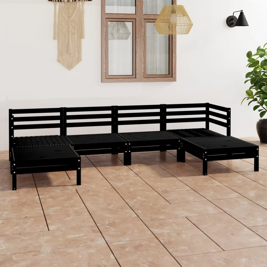 vidaXL Set Salotto da Giardino 6 pz in Legno Massello di Pino Nero