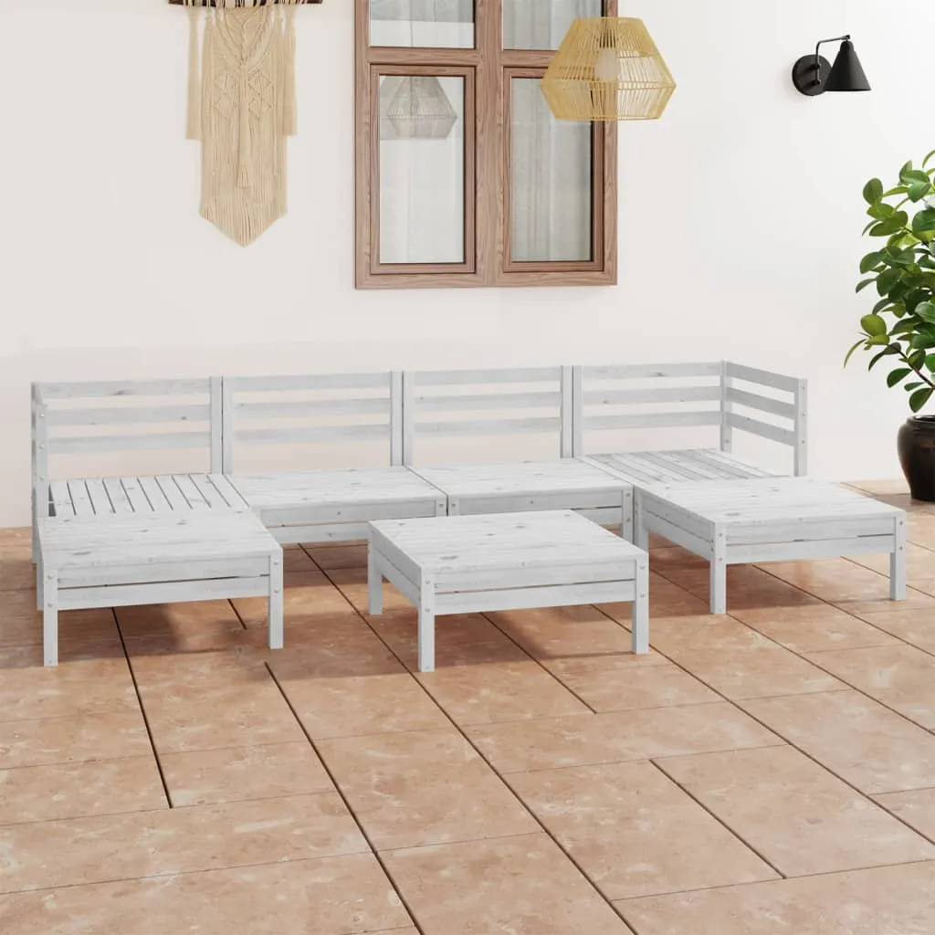 vidaXL Set Salotto da Giardino 7 pz in Legno Massello di Pino Bianco