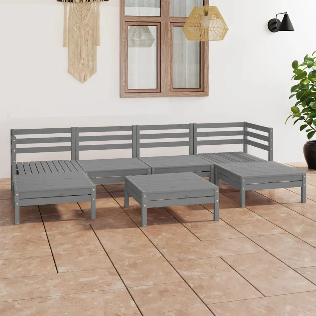 vidaXL Set Salotto da Giardino 7 pz in Legno Massello di Pino Grigio