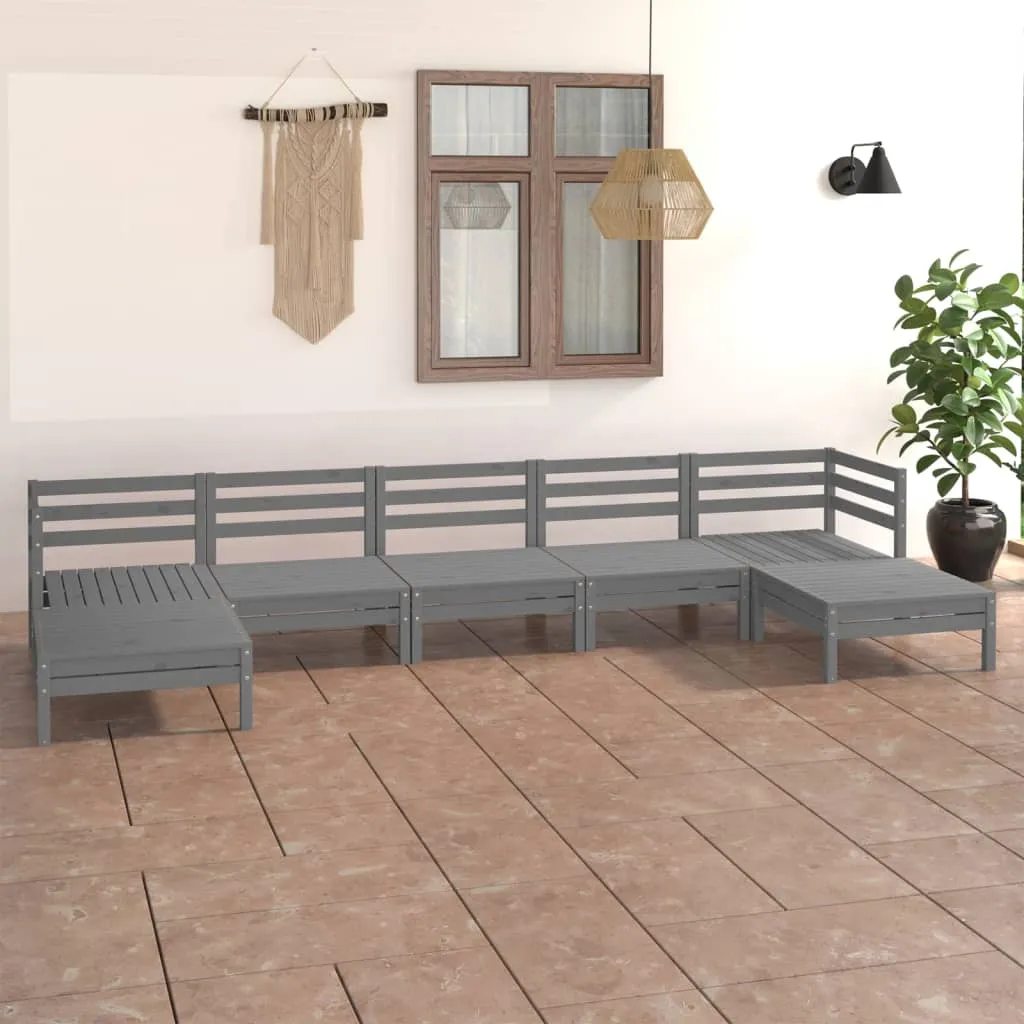 vidaXL Set Salotto da Giardino 7 pz in Legno Massello di Pino Grigio