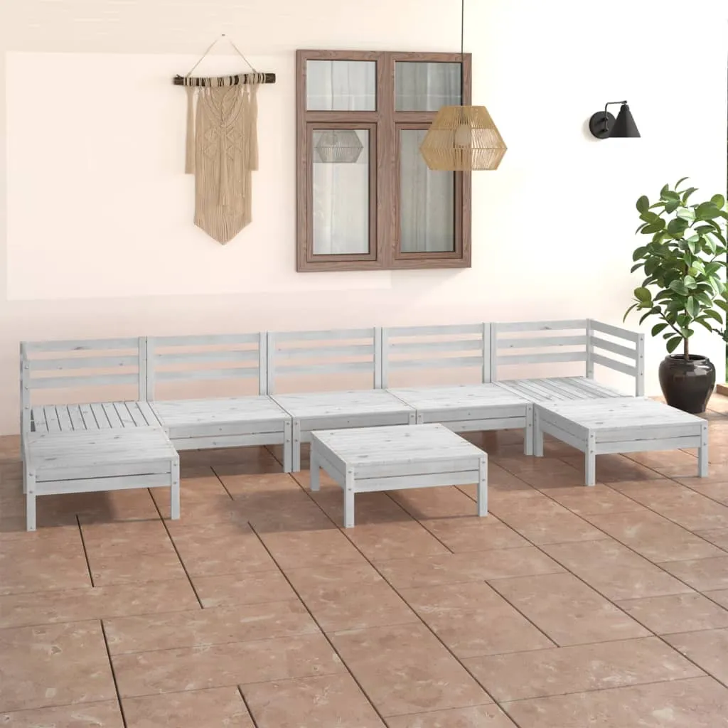 vidaXL Set Salotto da Giardino 8 pz in Legno Massello di Pino Bianco