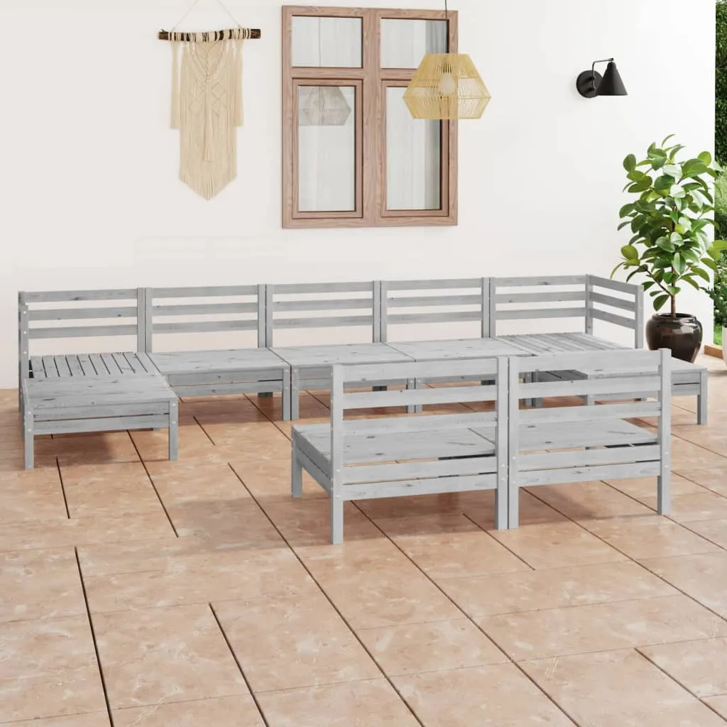 vidaXL Set Salotto da Giardino 9 pz in Legno Massello di Pino Bianco