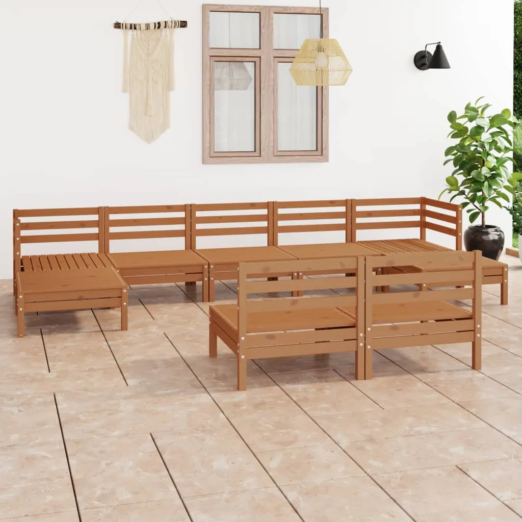 vidaXL Set Salotto da Giardino 9 pz in Legno Massello di Pino Miele