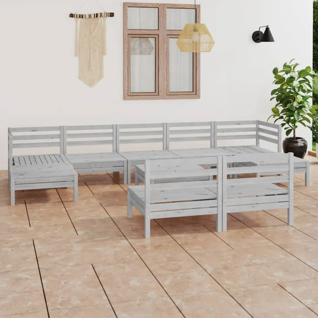 vidaXL Set Salotto da Giardino 10 pz Bianco in Legno Massello di Pino