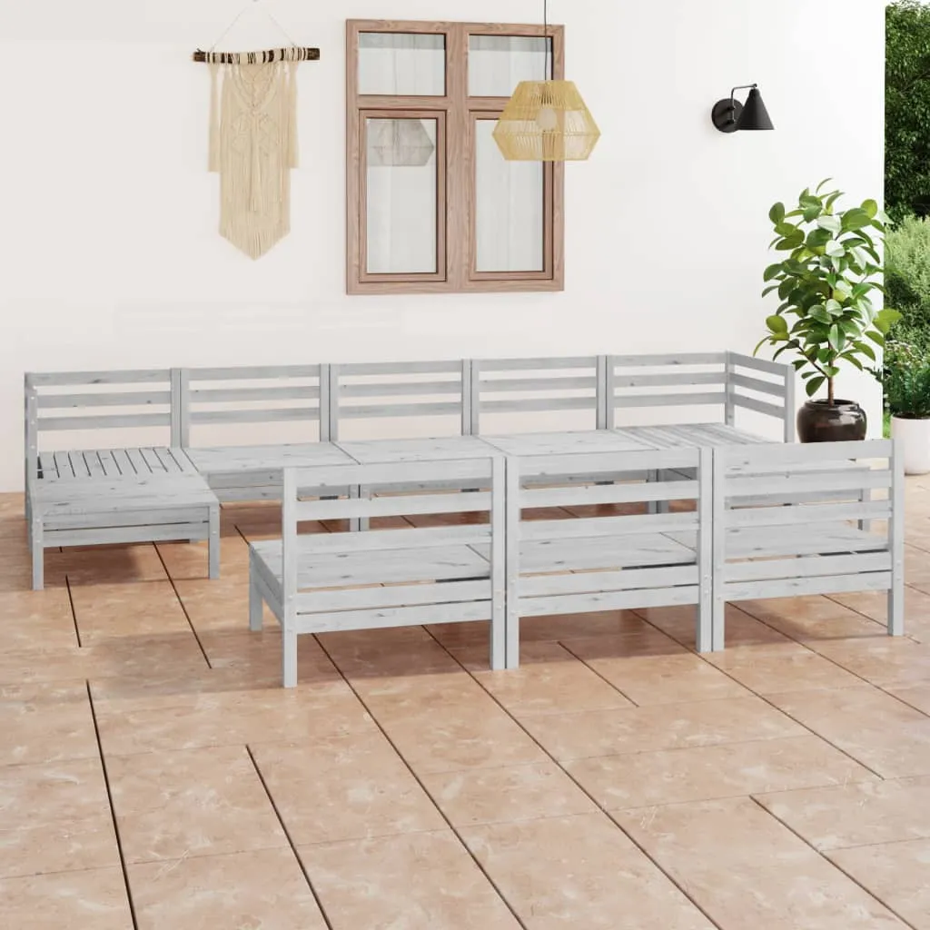 vidaXL Set Salotto da Giardino 10 pz in Legno Massello di Pino Bianco