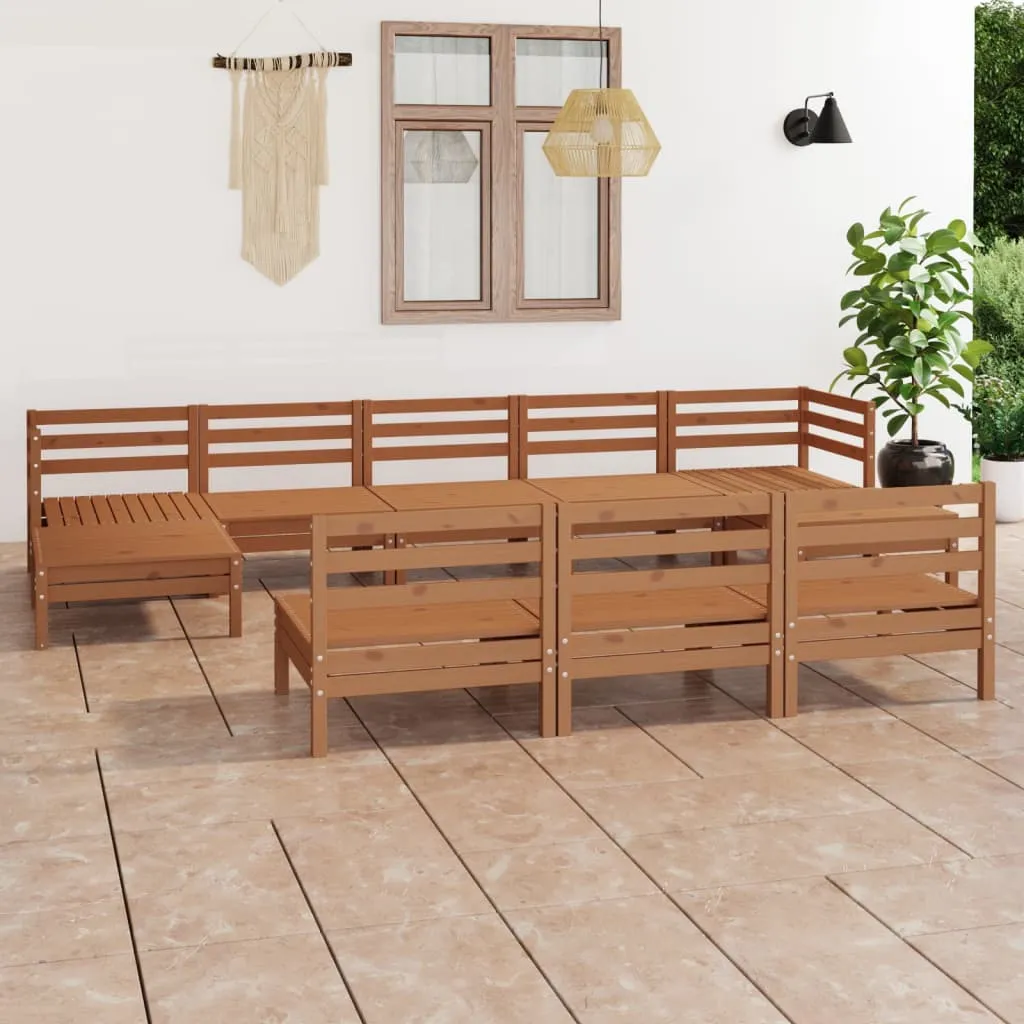 vidaXL Set Salotto da Giardino 10 pz in Legno Massello di Pino Miele