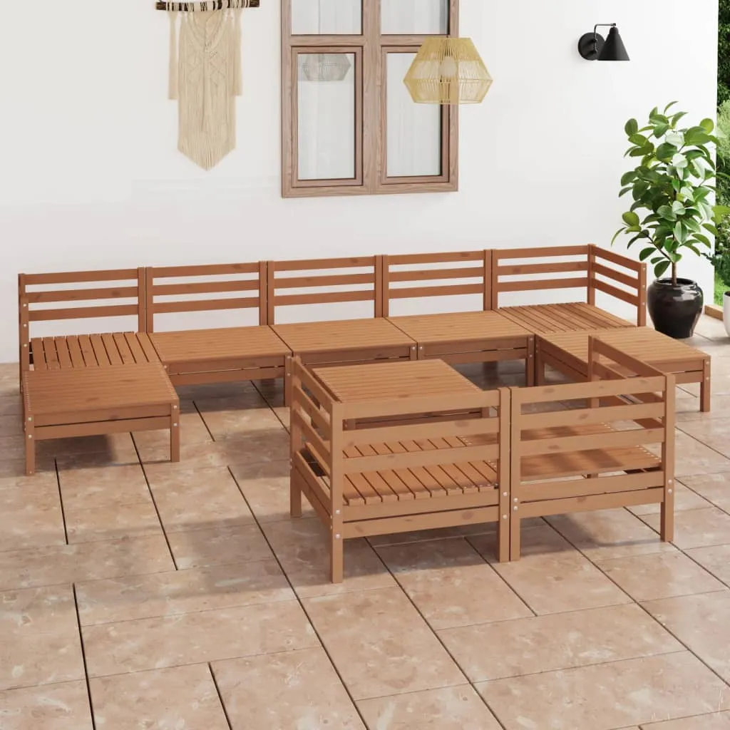 vidaXL Set Salotto da Giardino 10 pz Miele in Legno Massello di Pino