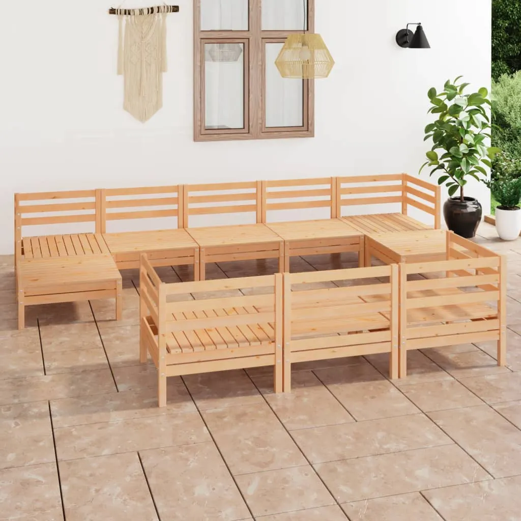 vidaXL Set Salotto da Giardino 10 pz in Legno Massello di Pino