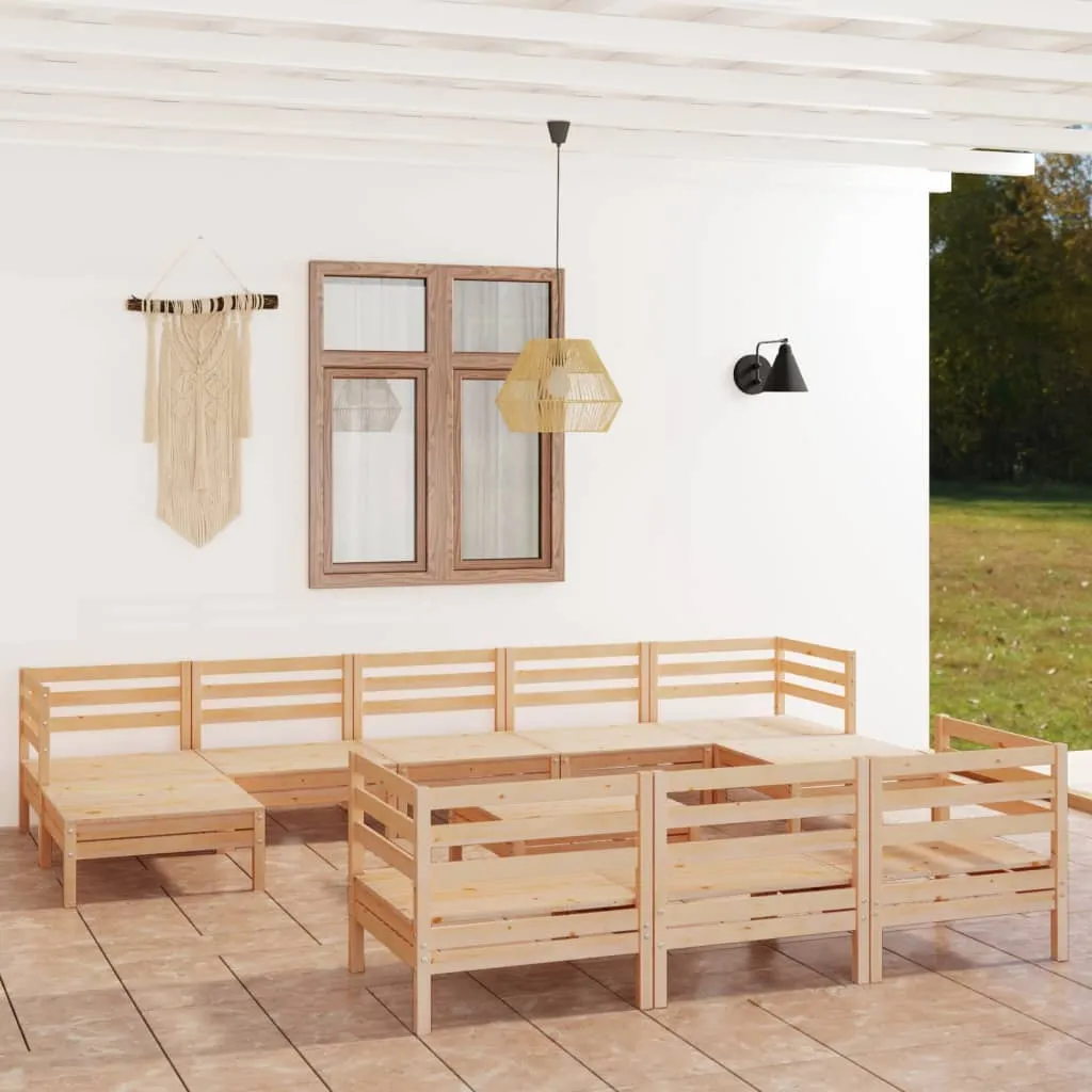 vidaXL Set Salotto da Giardino 11 pz in Legno Massello di Pino