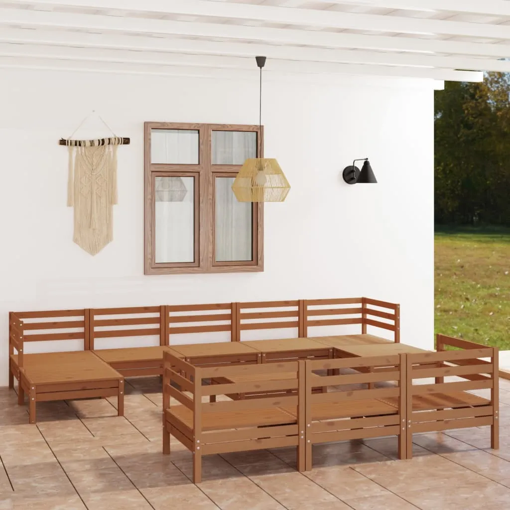 vidaXL Set Salotto da Giardino 11 pz in Legno Massello di Pino Miele