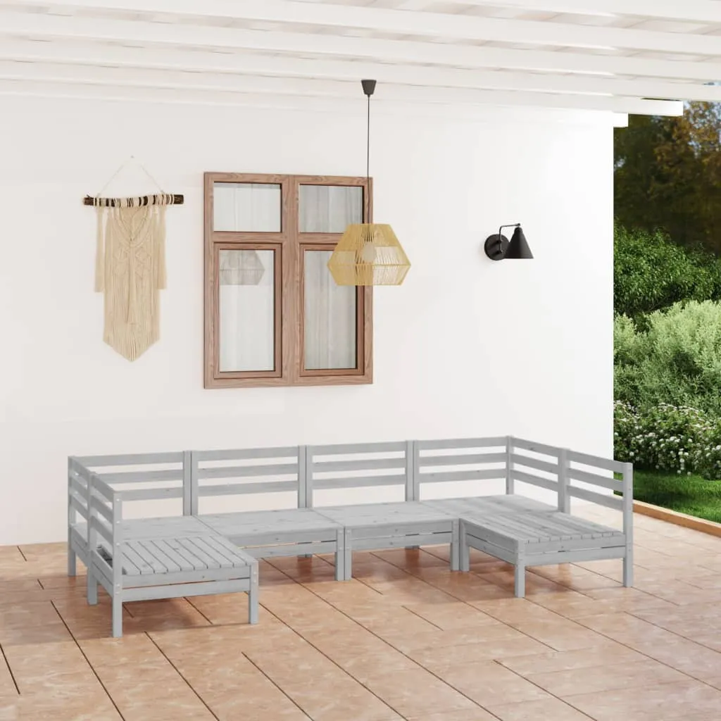 vidaXL Set Salotto da Giardino 6 pz in Legno Massello di Pino Bianco