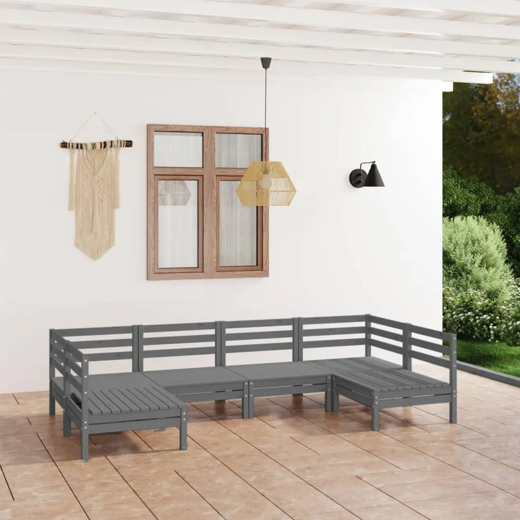 vidaXL Set Salotto da Giardino 6 pz Grigio in Legno Massello di Pino