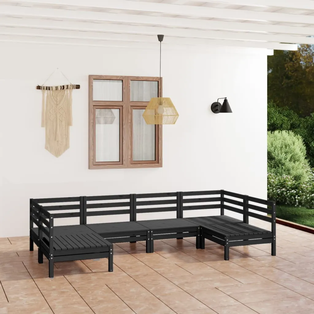 vidaXL Set Salotto da Giardino 6 pz Nero in Legno Massello di Pino