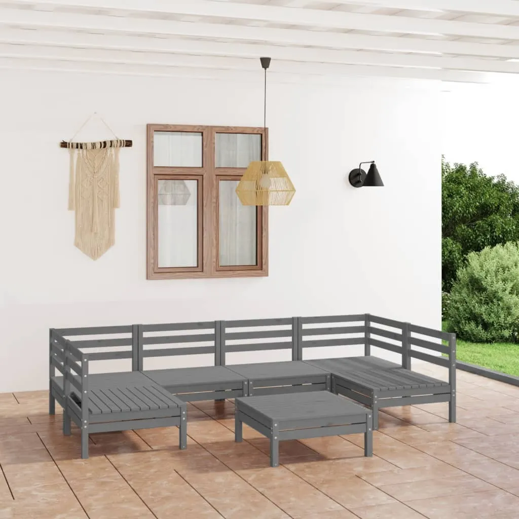 vidaXL Set Salotto da Giardino 7 pz Grigio in Legno Massello di Pino