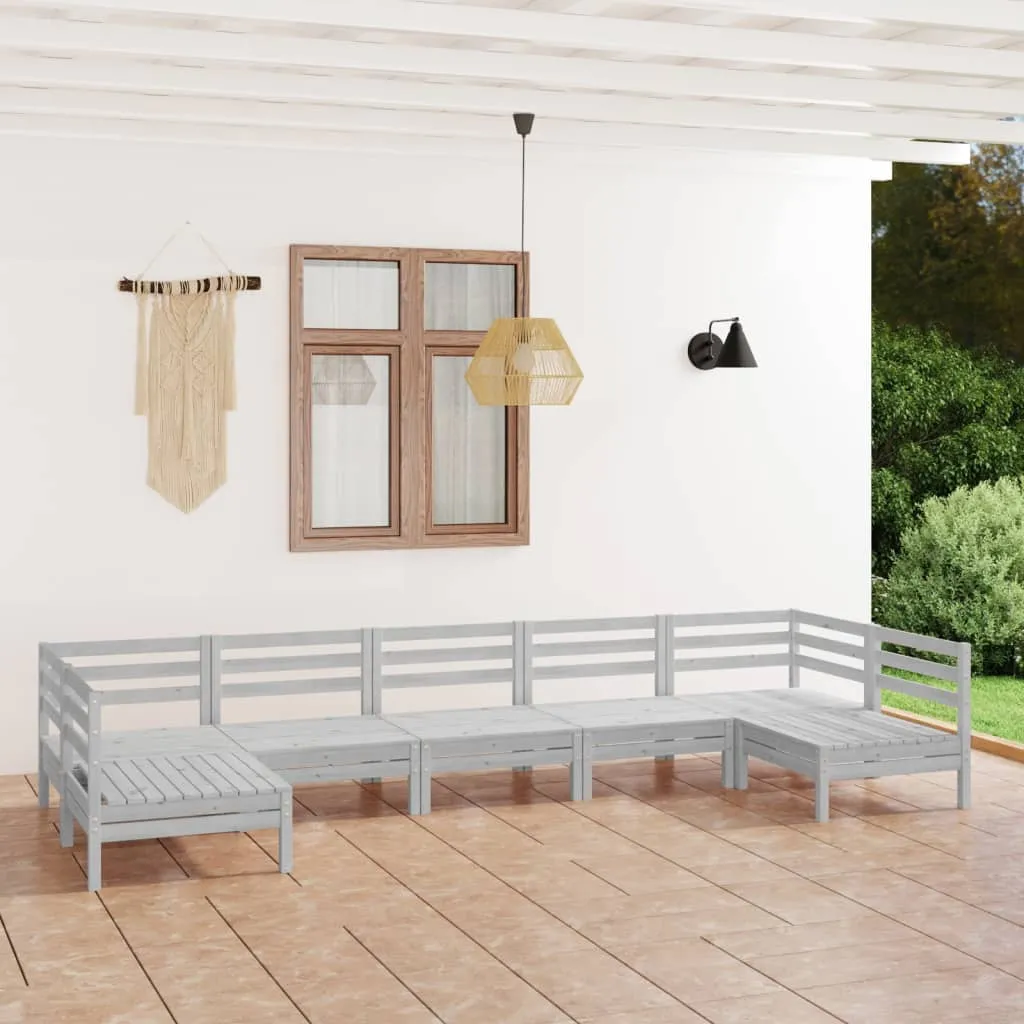 vidaXL Set Salotto da Giardino 7 pz in Legno Massello di Pino Bianco