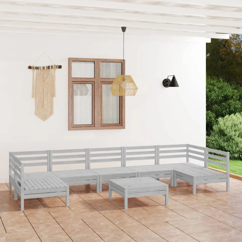 vidaXL Set Salotto da Giardino 8 pz in Legno Massello di Pino Bianco