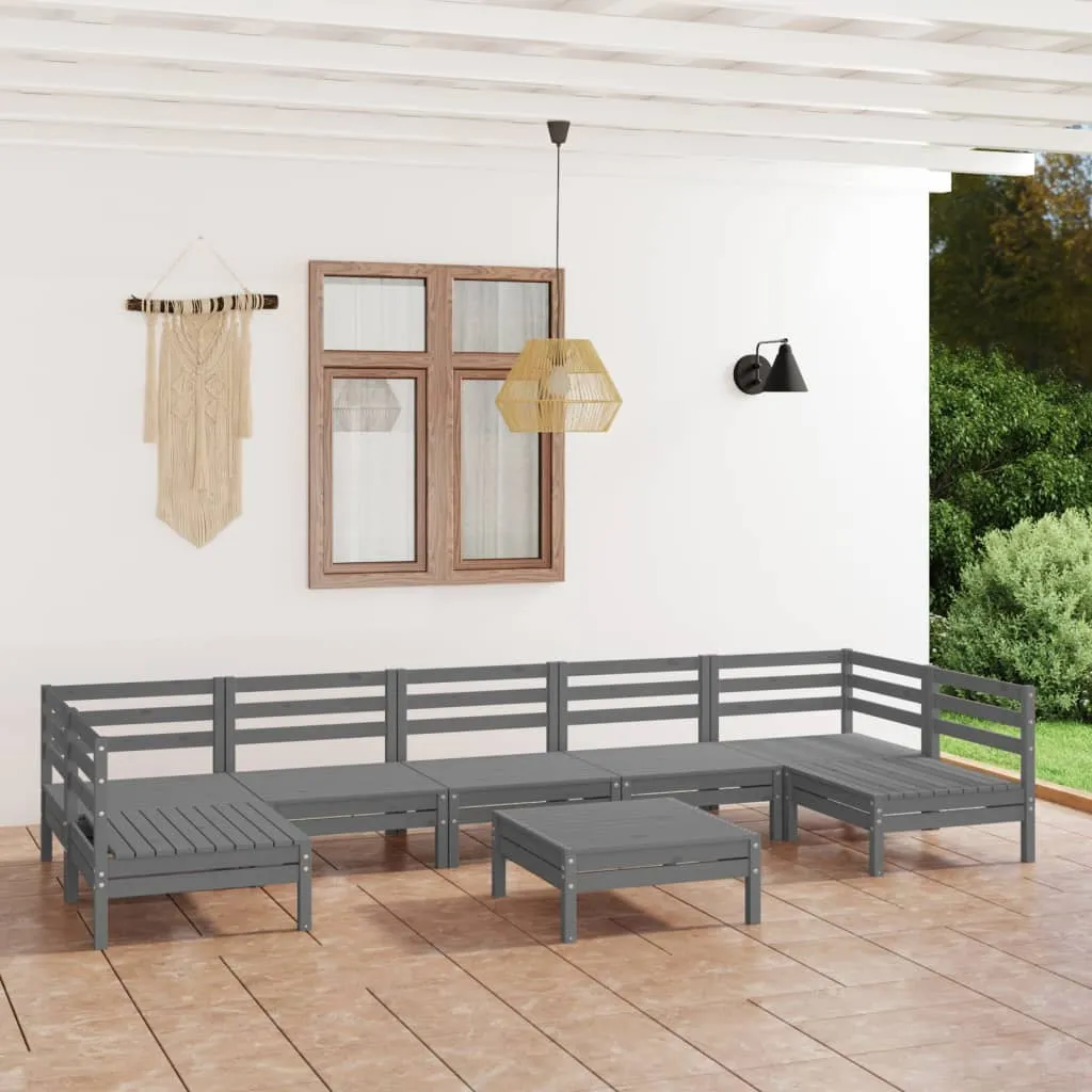 vidaXL Set Salotto da Giardino 8 pz in Legno Massello di Pino Grigio