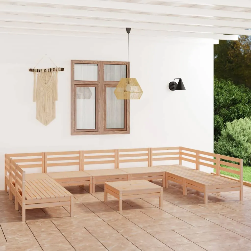 vidaXL Set Salotto da Giardino 10 pz in Legno Massello di Pino