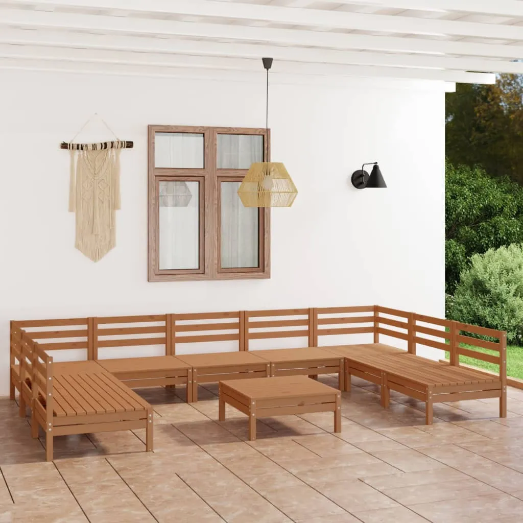 vidaXL Set Salotto da Giardino 10 pz in Legno Massello di Pino Miele