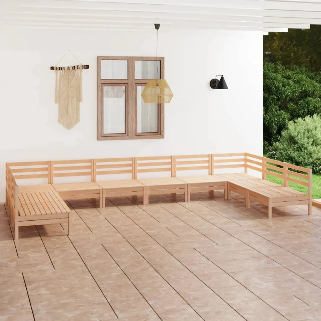 vidaXL Set Salotto da Giardino 10 pz in Legno Massello di Pino