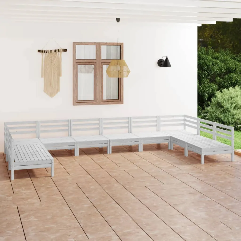 vidaXL Set Salotto da Giardino 10 pz Bianco in Legno Massello di Pino