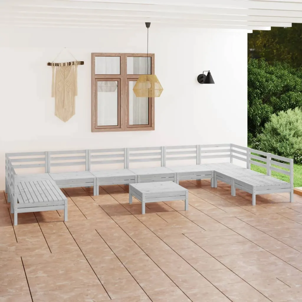 vidaXL Set Salotto da Giardino 11 pz Bianco in Legno Massello di Pino