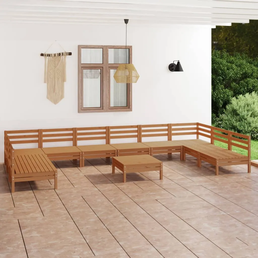 vidaXL Set Salotto da Giardino 11 pz in Legno Massello di Pino Miele