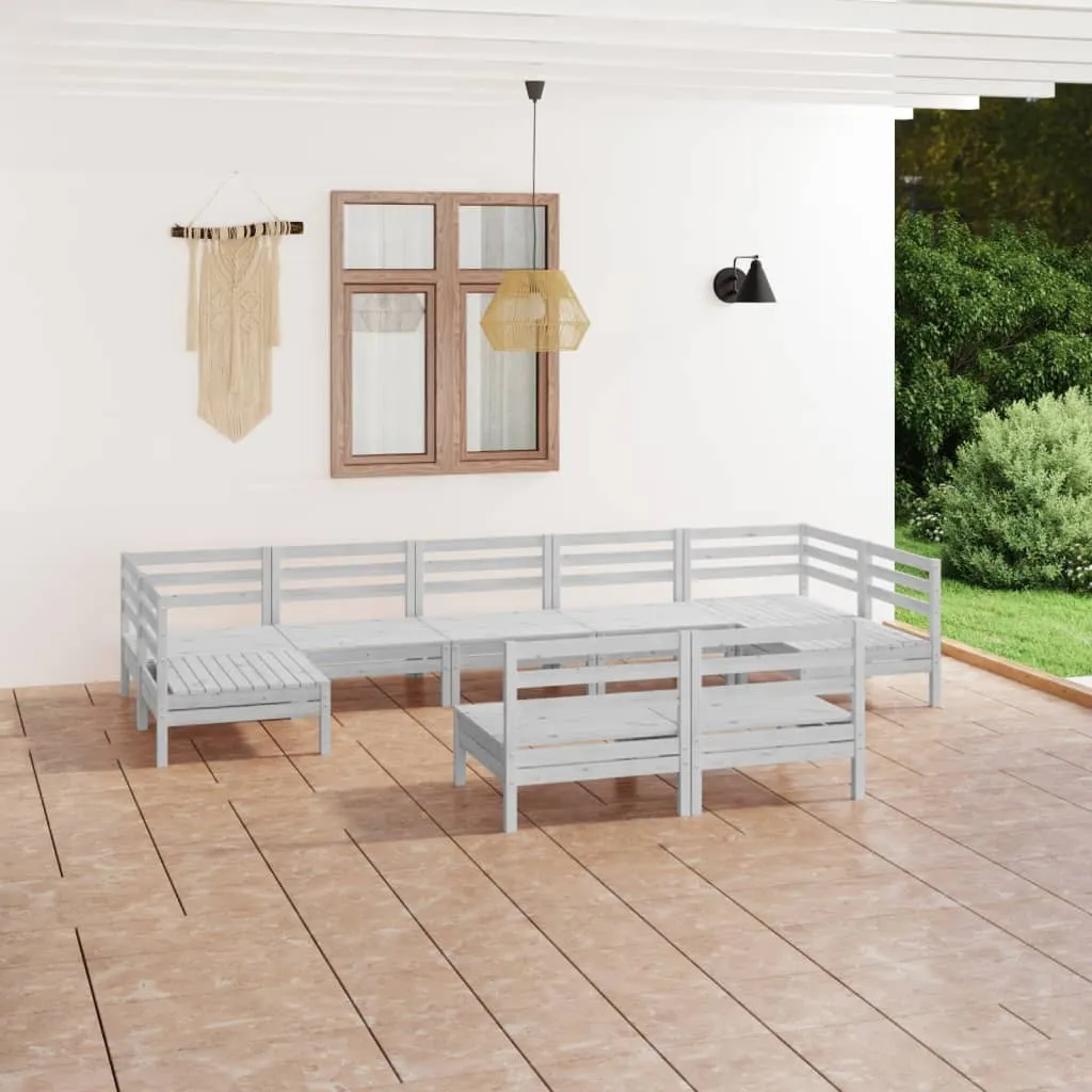 vidaXL Set Salotto da Giardino 9 pz Bianco in Legno Massello di Pino