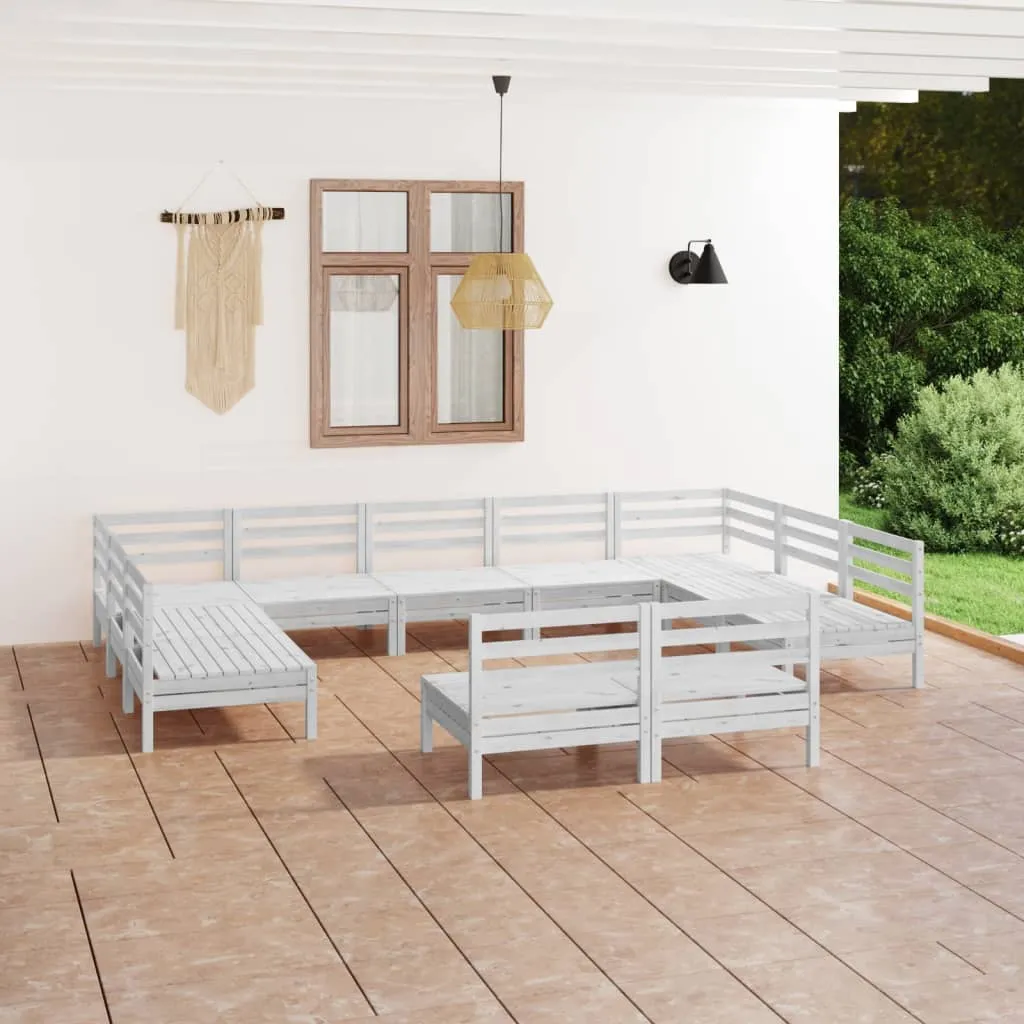 vidaXL Set Salotto da Giardino 11 pz Bianco in Legno Massello di Pino