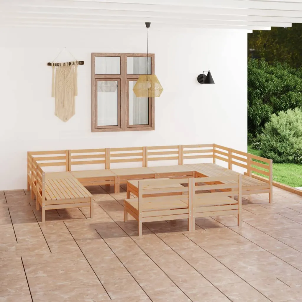 vidaXL Set Salotto da Giardino 12 pz in Legno Massello di Pino