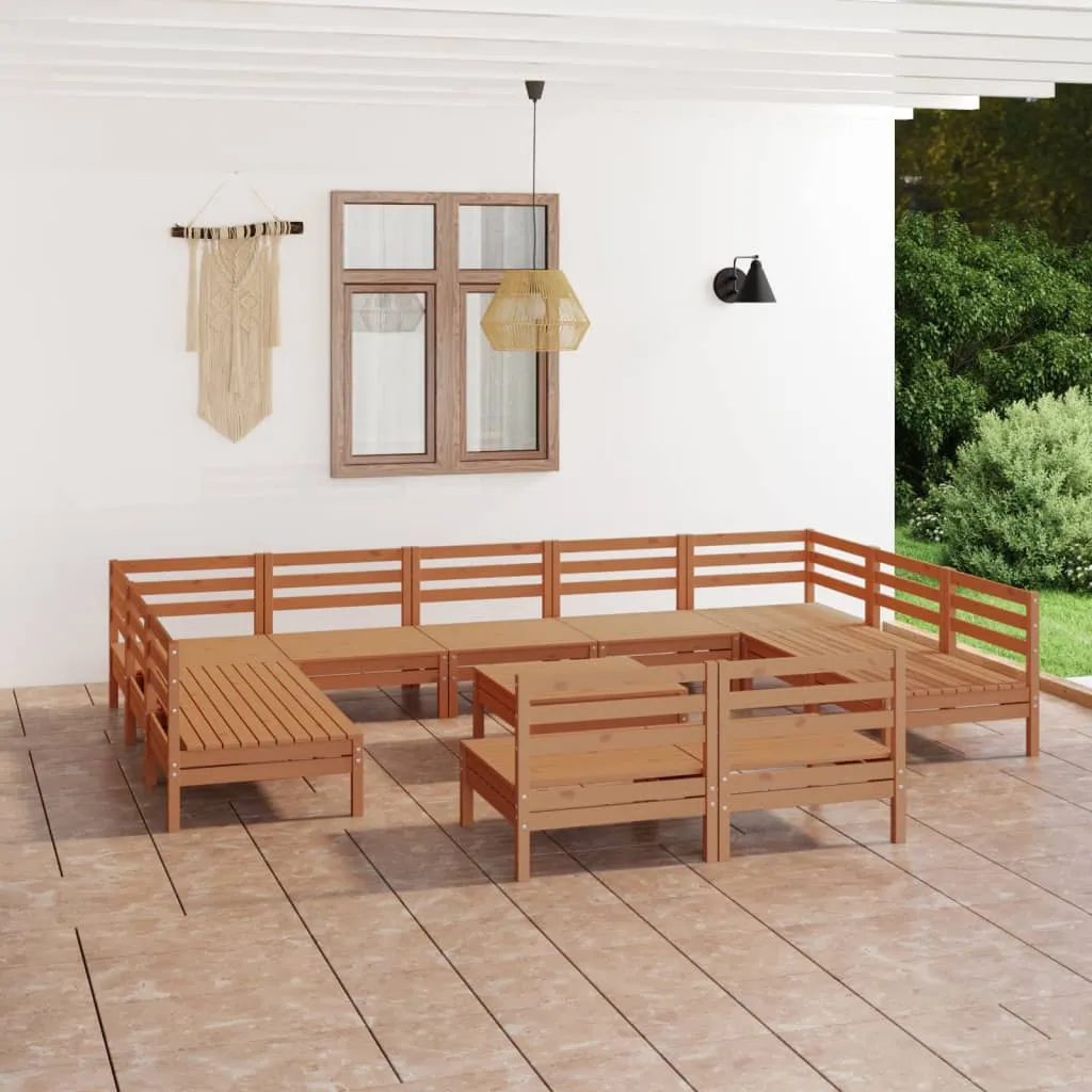 vidaXL Set Salotto da Giardino 12 pz in Legno Massello di Pino Miele