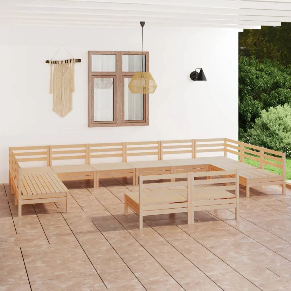 vidaXL Set Salotto da Giardino 12 pz in Legno Massello di Pino