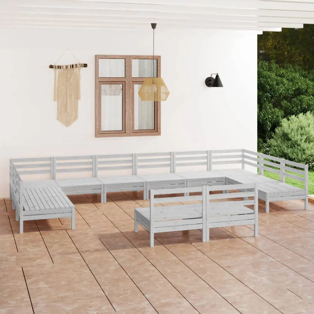 vidaXL Set Salotto da Giardino 12 pz Bianco in Legno Massello di Pino