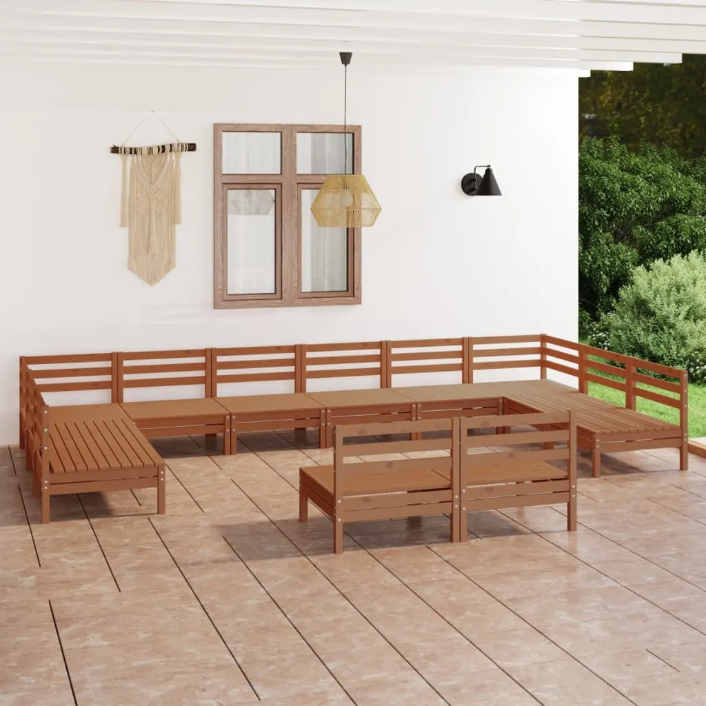 vidaXL Set Salotto da Giardino 12 pz in Legno Massello di Pino Miele