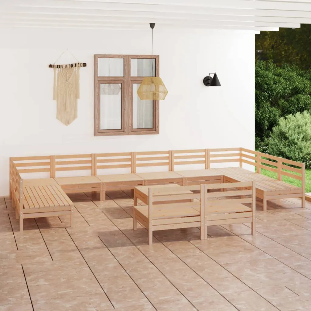 vidaXL Set Salotto da Giardino 13 pz in Legno Massello di Pino