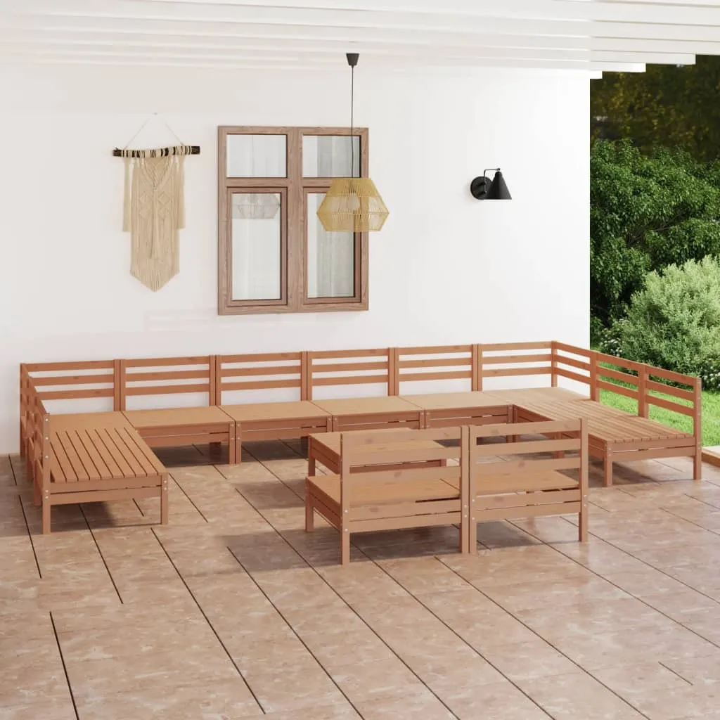 vidaXL Set Salotto da Giardino 13 pz in Legno Massello di Pino Miele