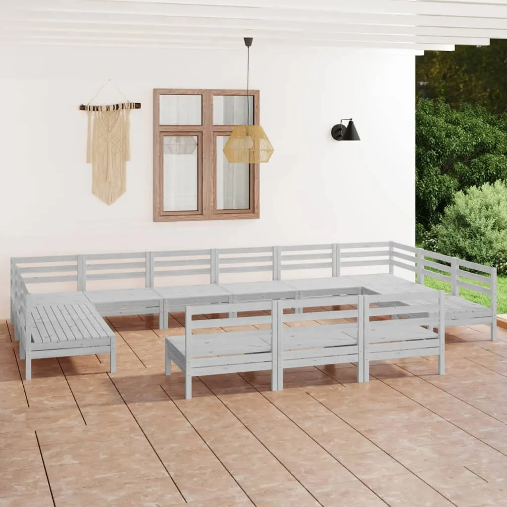 vidaXL Set Salotto da Giardino 13 pz in Legno Massello di Pino Bianco