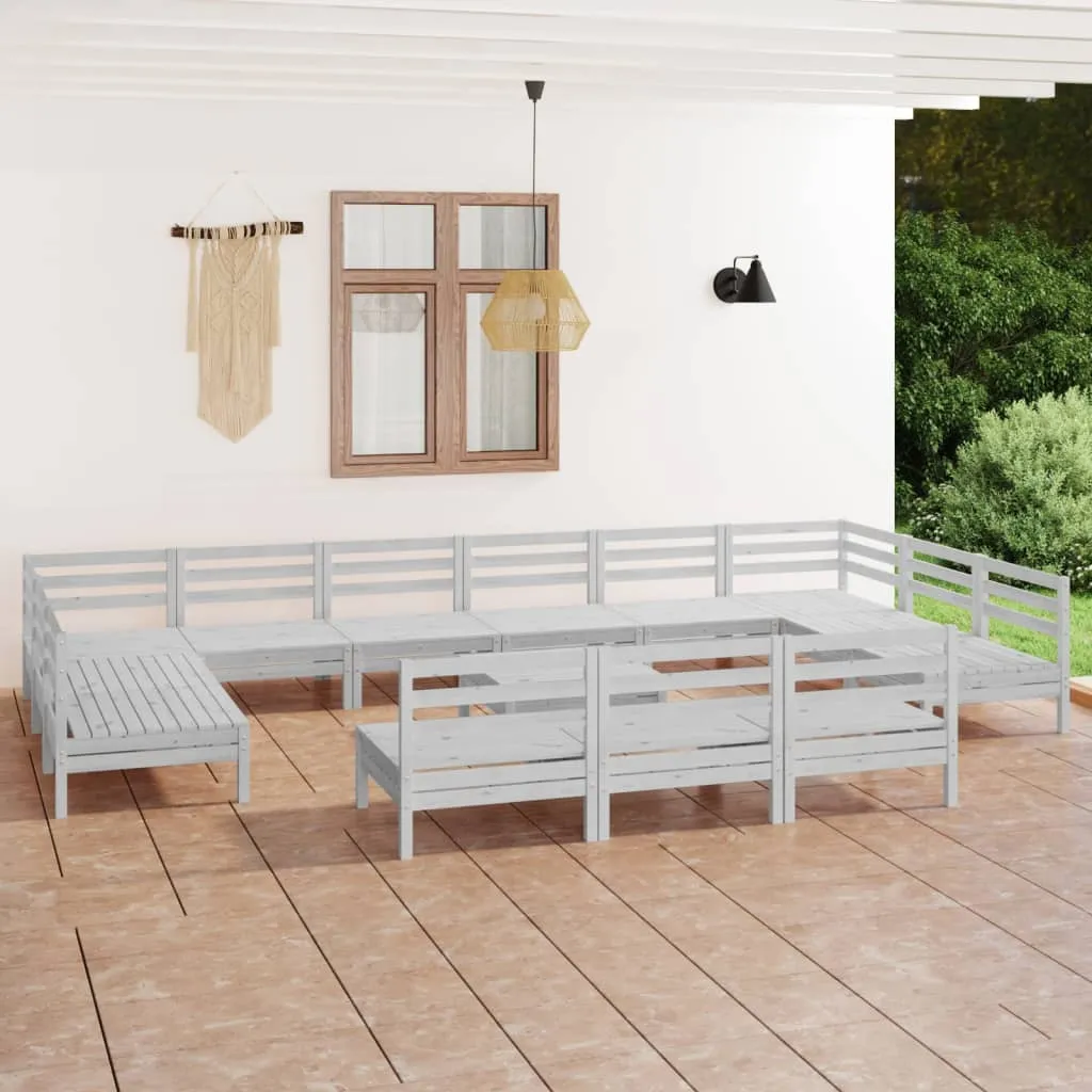 vidaXL Set Salotto da Giardino 14 pz in Legno Massello di Pino Bianco