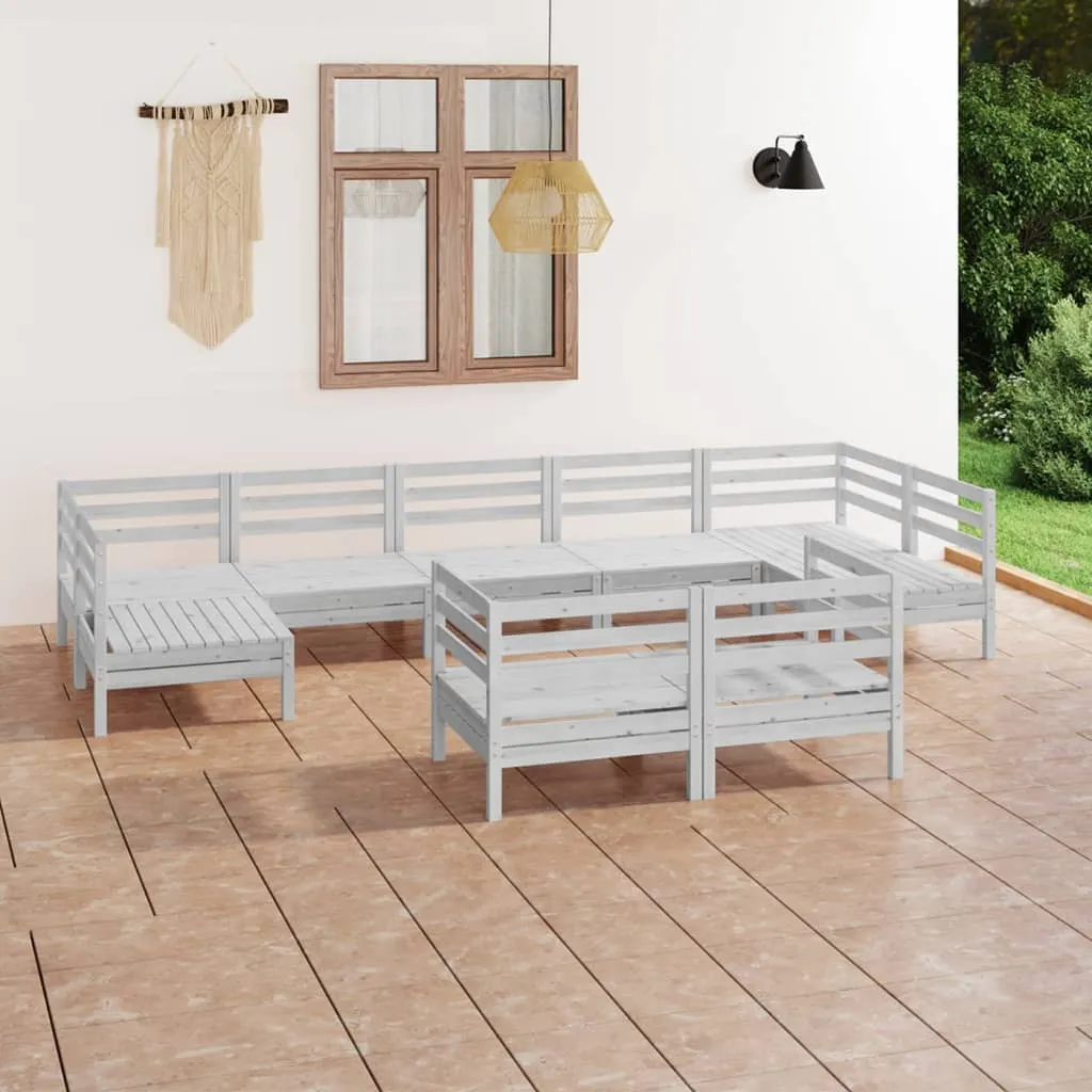 vidaXL Set Salotto da Giardino 9 pz Bianco in Legno Massello di Pino