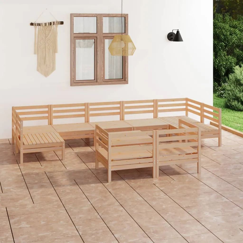 vidaXL Set Salotto da Giardino 10 pz in Legno Massello di Pino