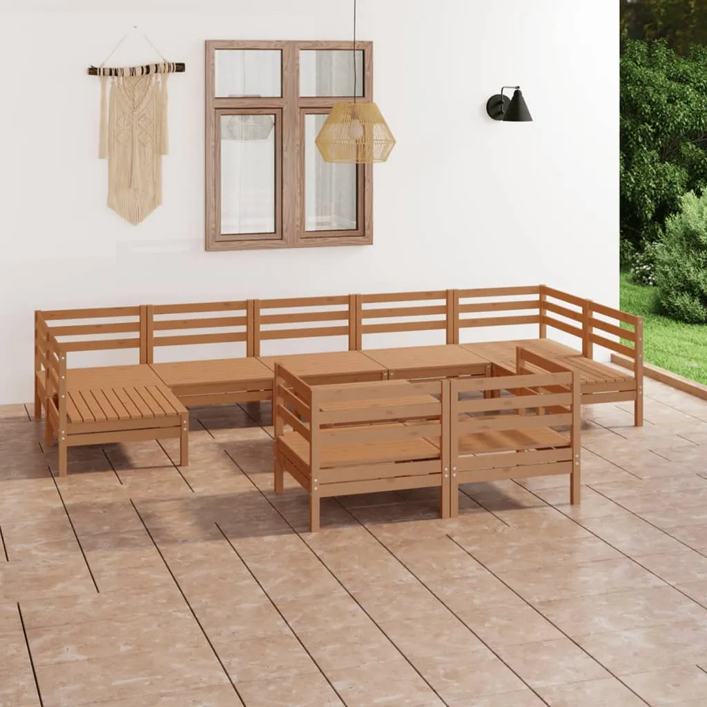 vidaXL Set Salotto da Giardino 10 pz in Legno Massello di Pino Miele