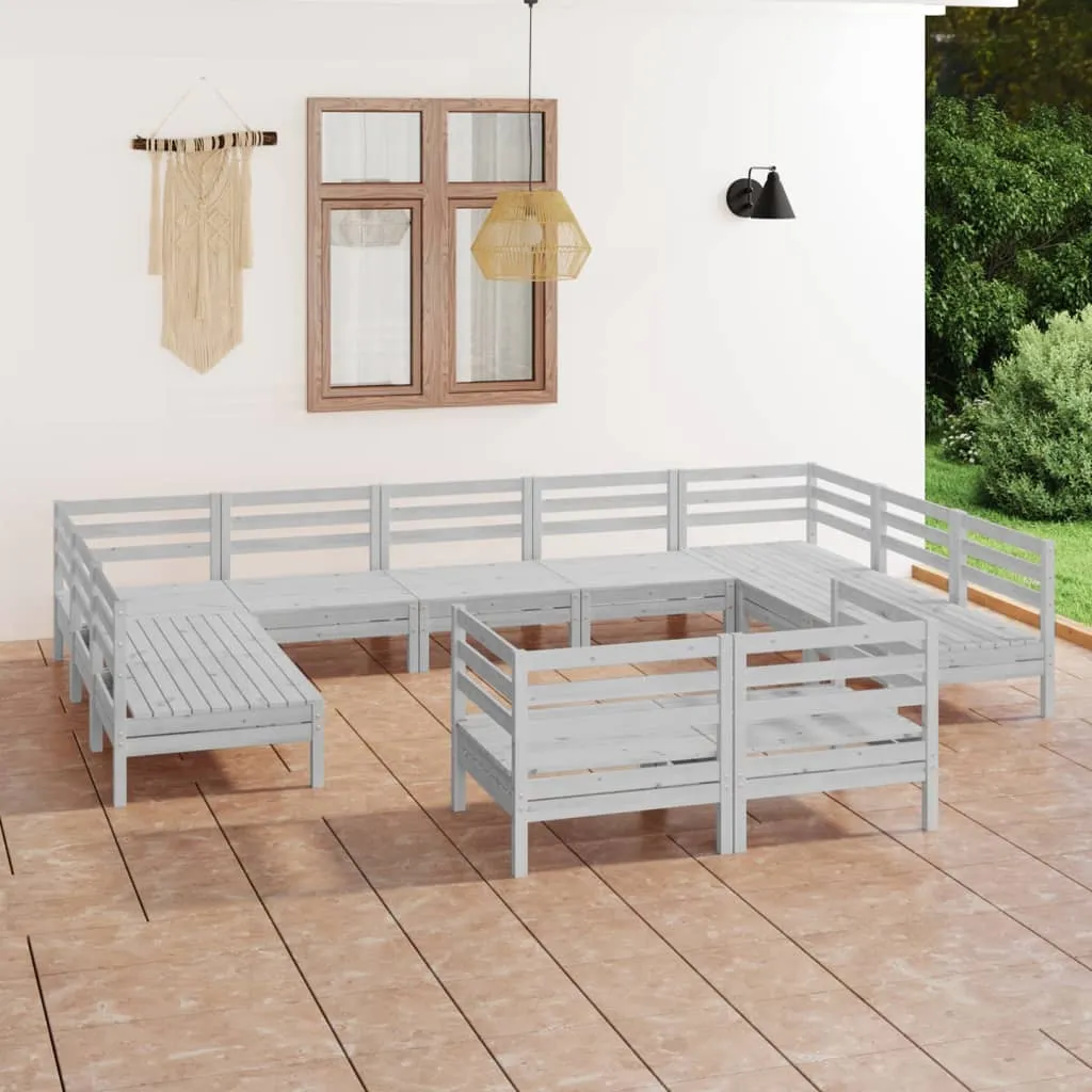 vidaXL Set Salotto da Giardino 11 pz Bianco in Legno Massello di Pino