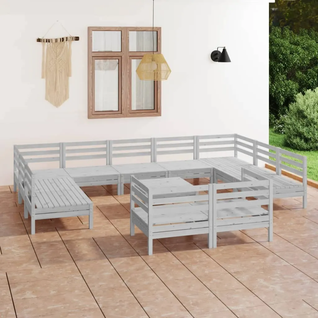 vidaXL Set Salotto da Giardino 12 pz Bianco in Legno Massello di Pino