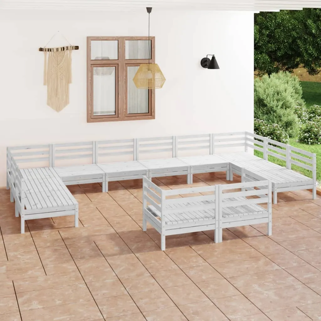 vidaXL Set Salotto da Giardino 12 pz Bianco in Legno Massello di Pino