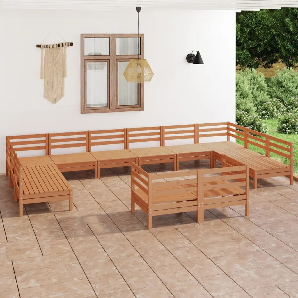 vidaXL Set Salotto da Giardino 12 pz in Legno Massello di Pino Miele