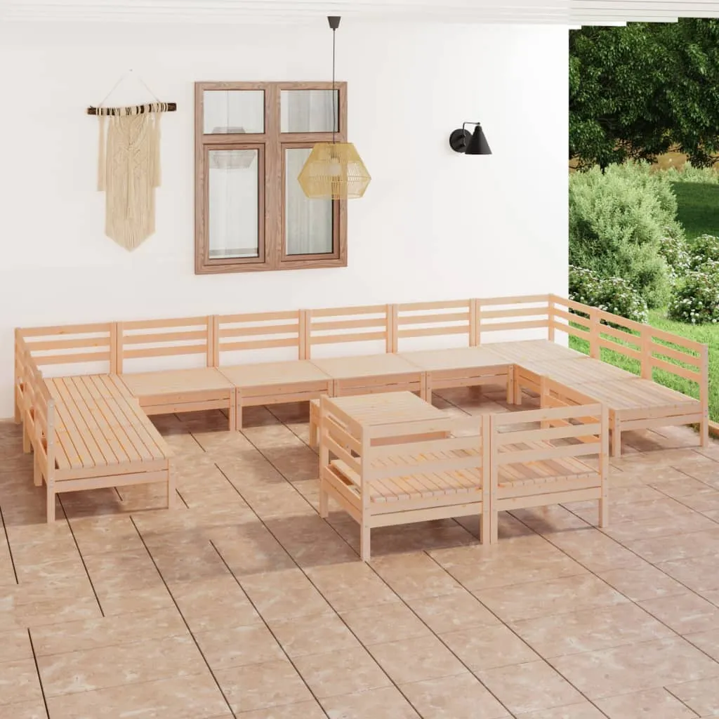 vidaXL Set Salotto da Giardino 13 pz in Legno Massello di Pino