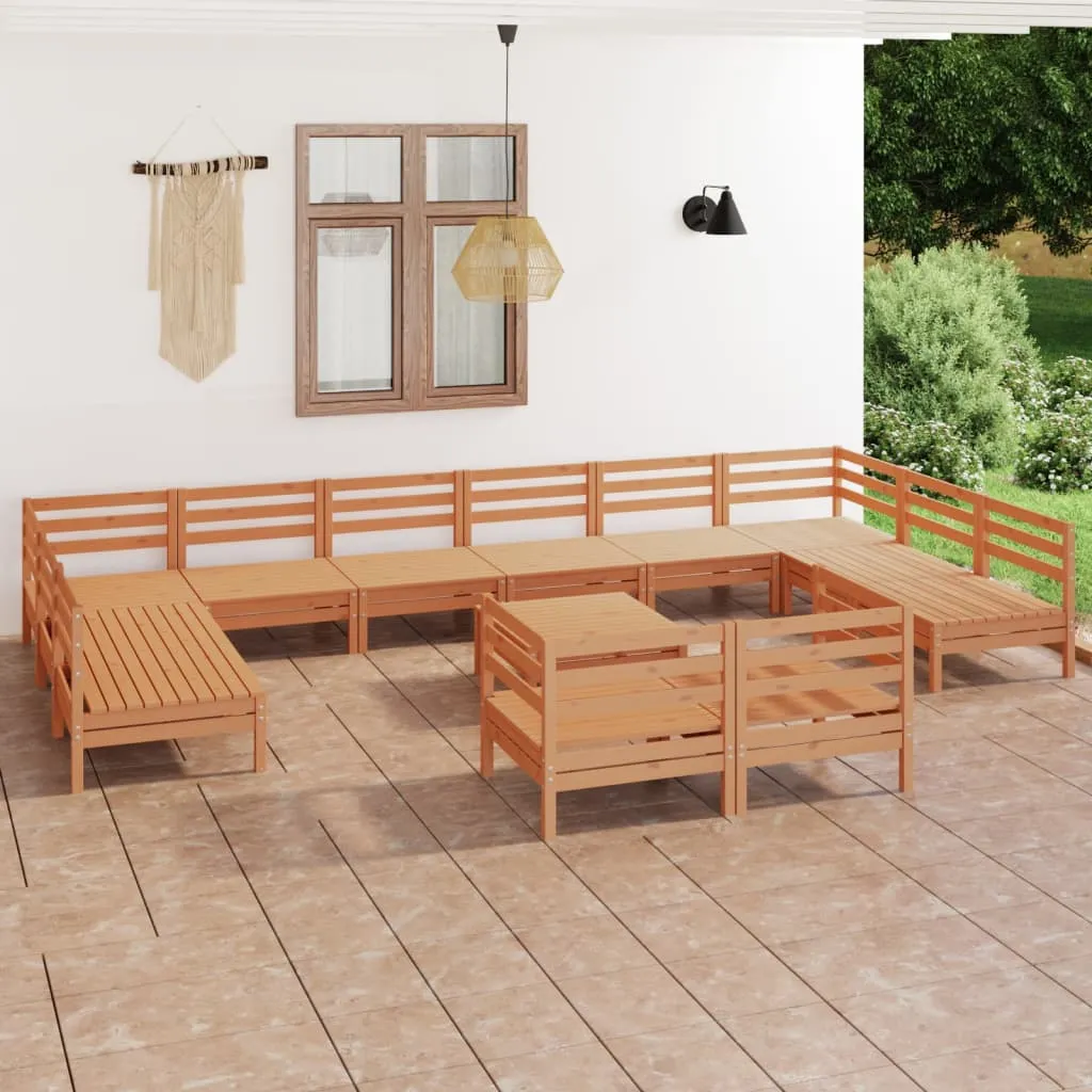 vidaXL Set Salotto da Giardino 13 pz in Legno Massello di Pino Miele