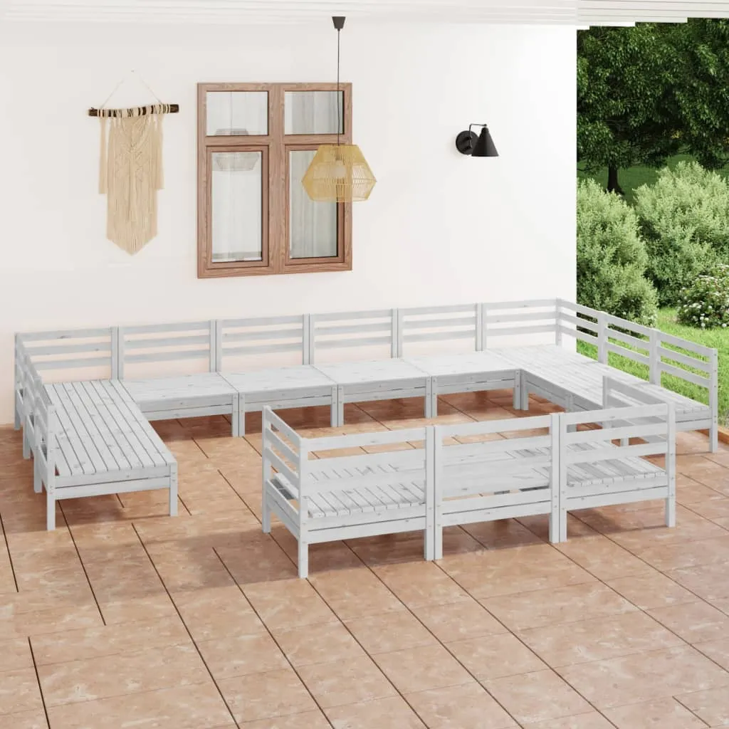 vidaXL Set Salotto da Giardino 13 pz in Legno Massello di Pino Bianco