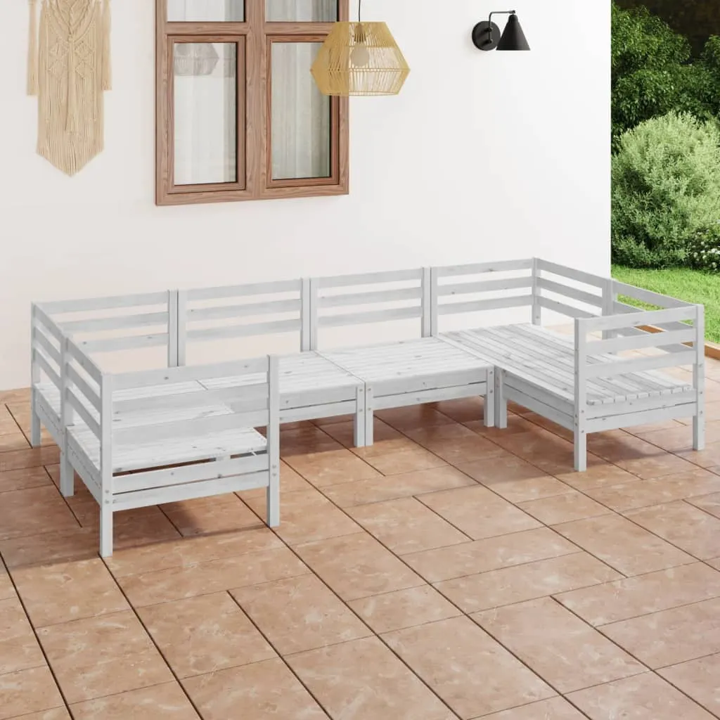 vidaXL Set Salotto da Giardino 6 pz Bianco in Legno Massello di Pino