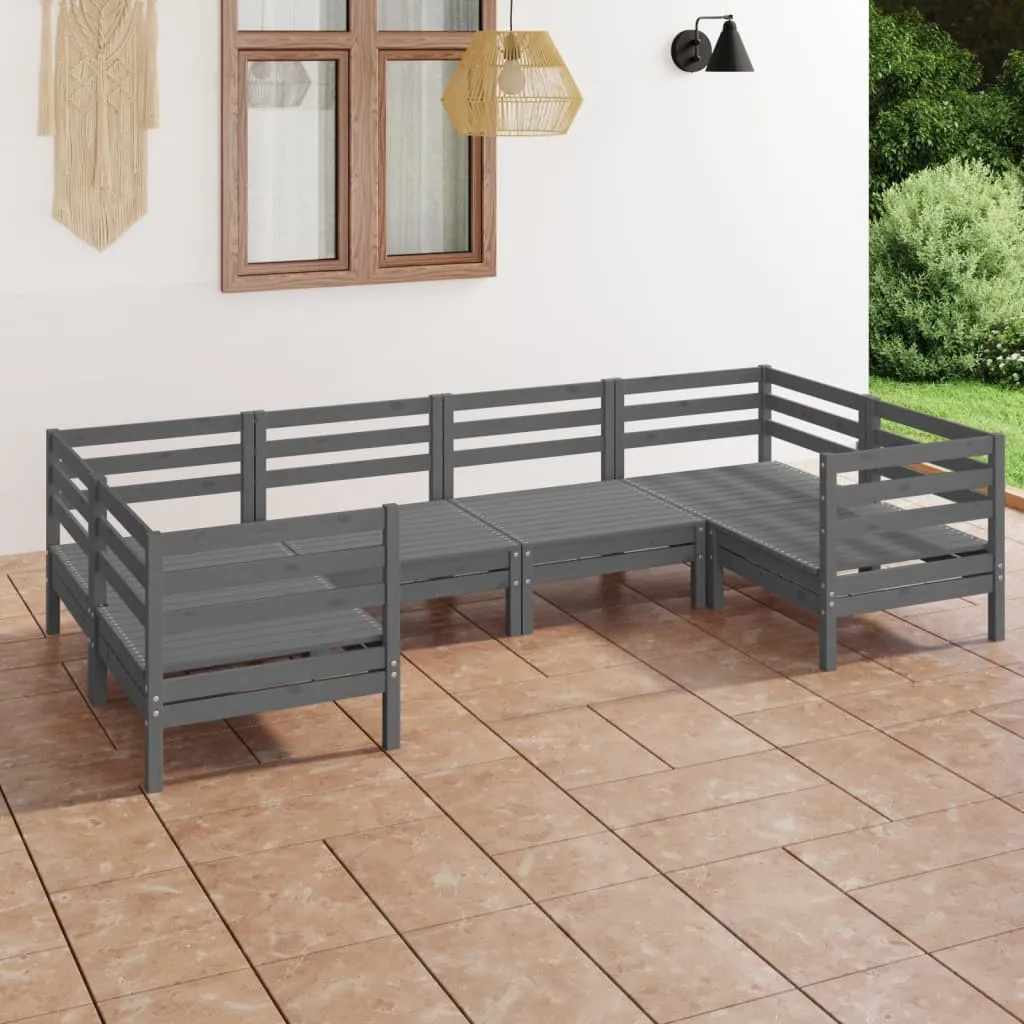 vidaXL Set Salotto da Giardino 6 pz Grigio in Legno Massello di Pino